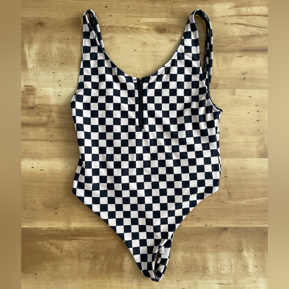 Nettle’s Tale The Marielle Checkerboard One Piece Swimsuit Black Cream Medium
